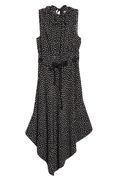 Shop Jason Wu Dot Print Handkerchief Hem Silk Dress In Black Multi