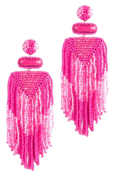Shop Deepa Gurnani Jody Beaded Statement Earrings In Hot Pink