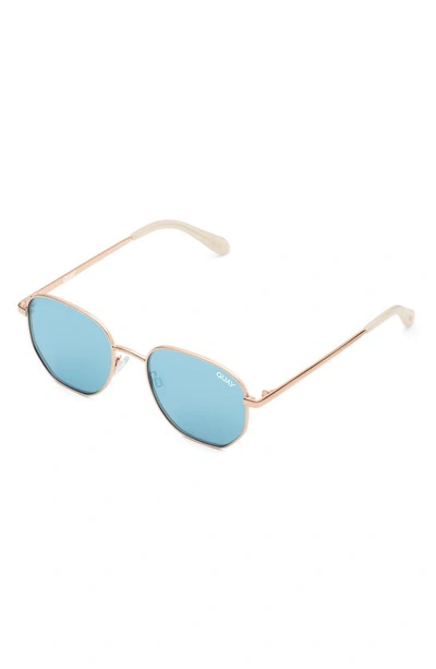 Shop Quay Big Time 47mm Polarized Round Sunglasses In Rose / Blue