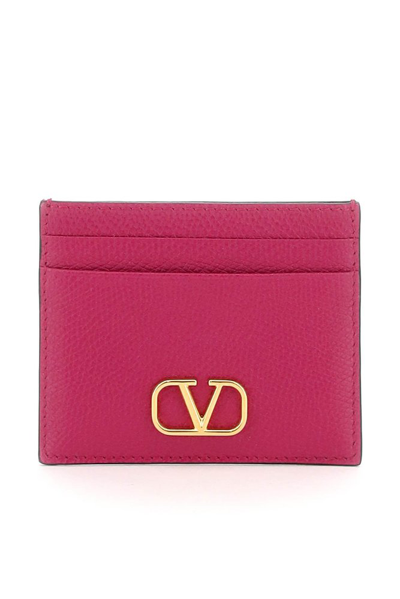 Shop Valentino Vlogo Plaque Cardholder In Pink