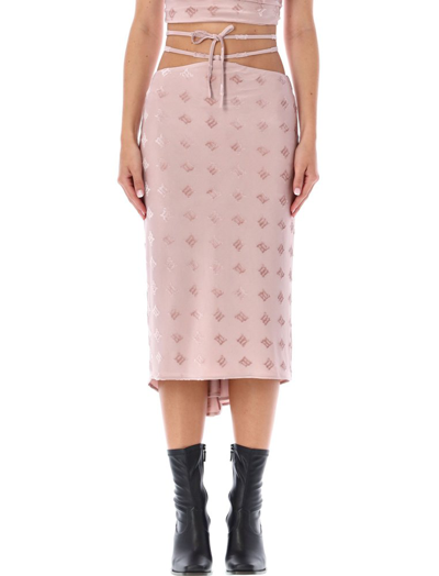 Shop Misbhv Velour Monogram Midi Skirt In Pink