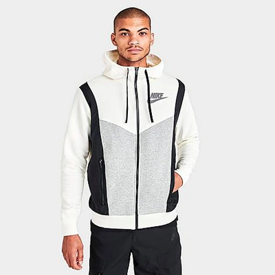 Nike Men's Sportswear Hybrid Full-zip Fleece Hoodie In Sail/dark Grey  Heather/black/black | ModeSens