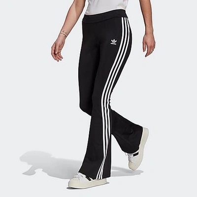 adidas Originals Plus adicolor three stripe flared legging in black