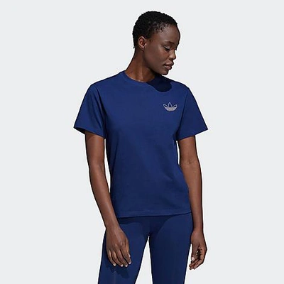 Adidas Originals Adidas Women's Originals Trefoil Outline Graphic T-shirt  In Night Sky | ModeSens