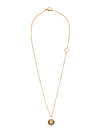 Shop Leda Madera Sohpia Gold Plated Brass Necklace With Yellow Stone Detail  Woman In Metallic