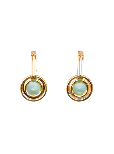 Shop Leda Madera Sophia Gold Plated Brass Earrings With Stone  Woman In Metallic