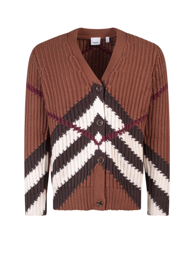 Shop Burberry Cardigan In Brown