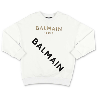 Balmain Kids' Felpa Bianca In Cotone | ModeSens