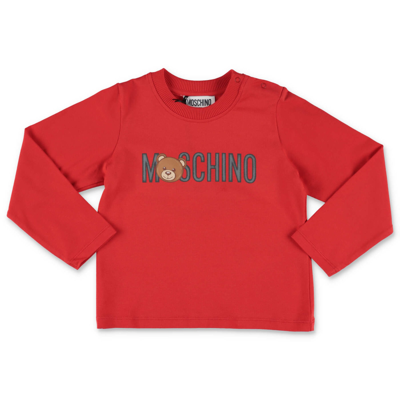 Shop Moschino T-shirt Rossa In Jersey Di Cotone In Rosso