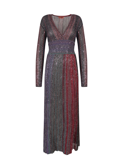 Missoni Sequin-embellished V-neck Dress In Multicolor