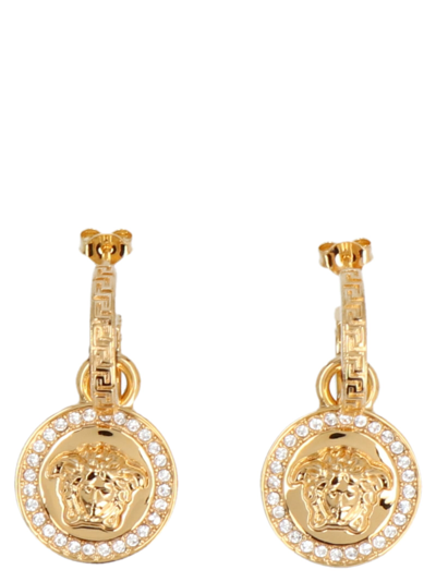 Shop Versace Icon Medusa Earrings In Gold