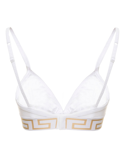 Shop Versace White Cotton Bra With Greca Detail  Woman