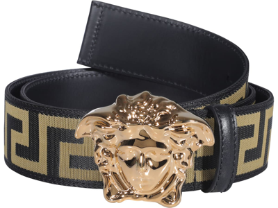 Shop Versace Medusa Logo Belt In Black