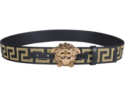 Shop Versace Medusa Logo Belt In Black