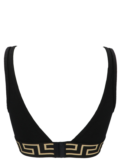Shop Versace Logo Triangle Bra In Black