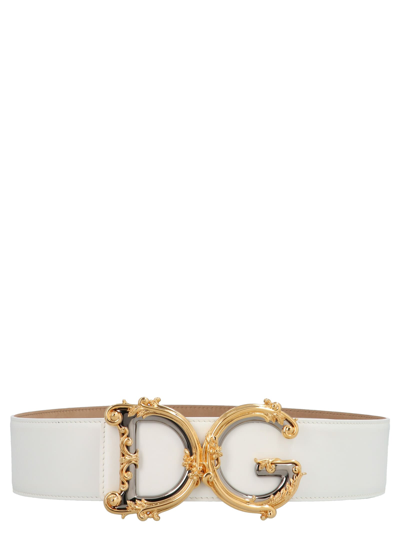 Shop Dolce & Gabbana Dg Barocco Belt In White