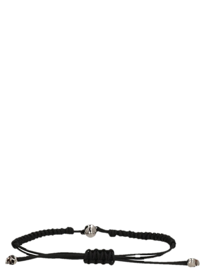 Shop Alexander Mcqueen Skull Cord Bracelet In Black