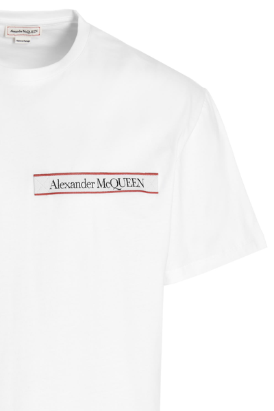 Shop Alexander Mcqueen Logo Tape T-shirt In White