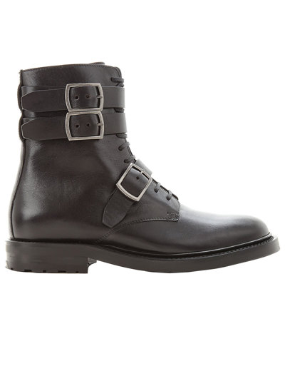 Saint Laurent Buckle-detail 30mm Ceril Ankle Boots In Black