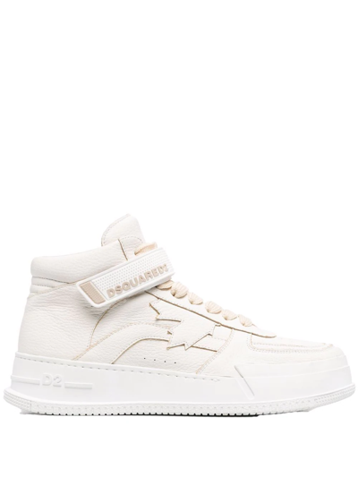 Shop Dsquared2 Logo-print Lace-up Sneakers In Neutrals