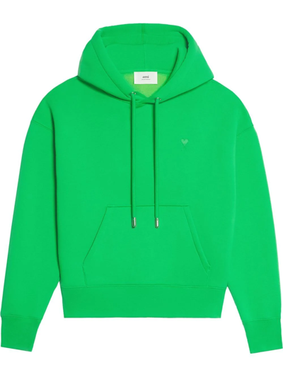 Shop Ami Alexandre Mattiussi Ami De Coeur Embroidered Hoodie In Green