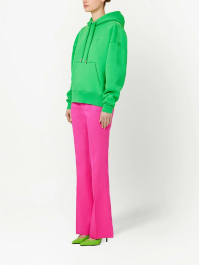 Ami Alexandre Mattiussi Logo-embroidered Cotton-blend Jersey Hoodie In Green