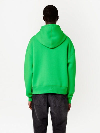 Ami Alexandre Mattiussi Logo-embroidered Cotton-blend Jersey Hoodie In Green