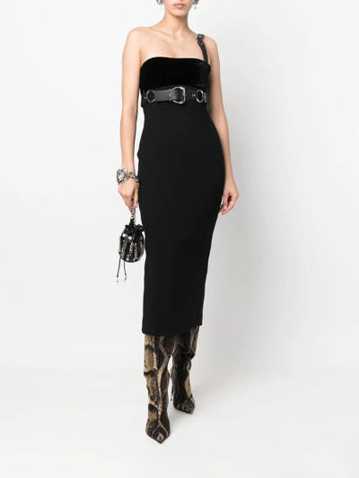 Roberto Cavalli Black Midi Dress With Buckle In Black