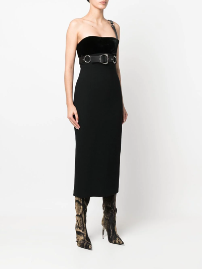 Roberto Cavalli Black Midi Dress With Buckle In Black