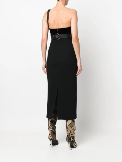 Roberto Cavalli Black Midi Dress With Buckle In Black