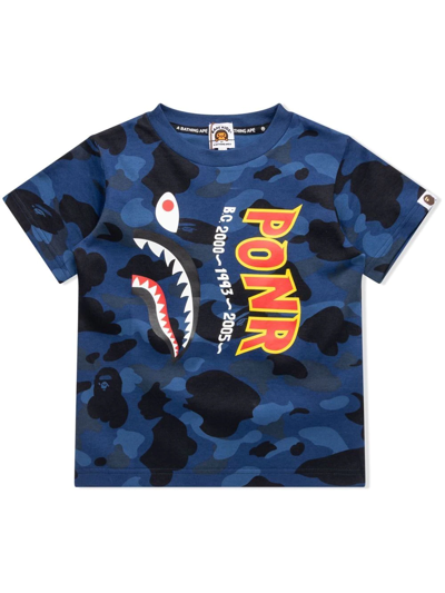 Shop A Bathing Ape Color Camo Shark T-shirt In Blue