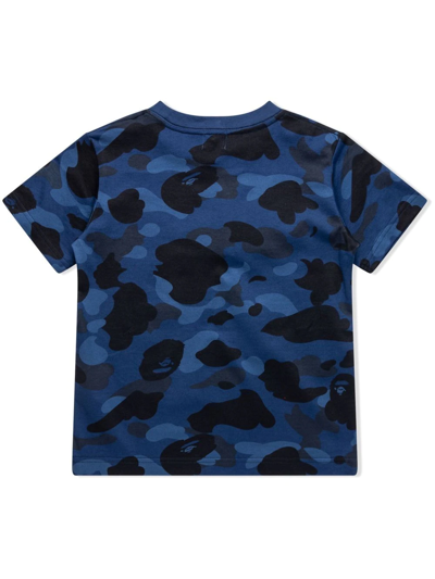 Shop A Bathing Ape Color Camo Shark T-shirt In Blue