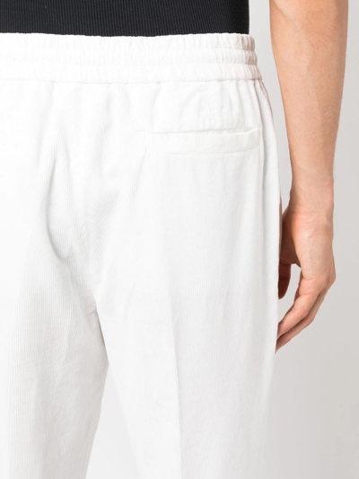 Shop Brunello Cucinelli Drawstring Corduroy Trousers In White