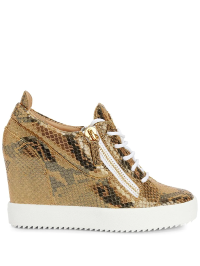 Giuseppe Zanotti Kriss Wedge-heel Sneakers In Brown