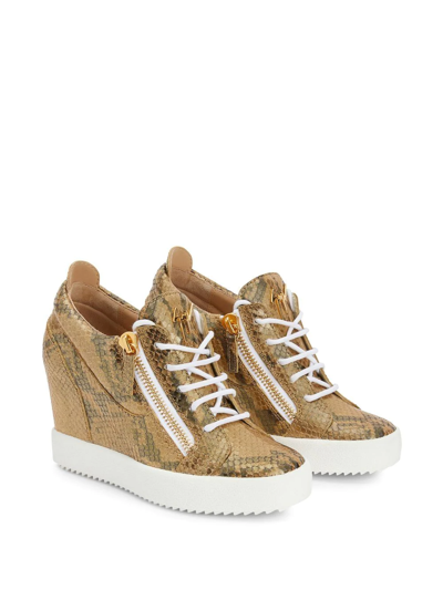 Shop Giuseppe Zanotti Kriss Wedge-heel Sneakers In Brown