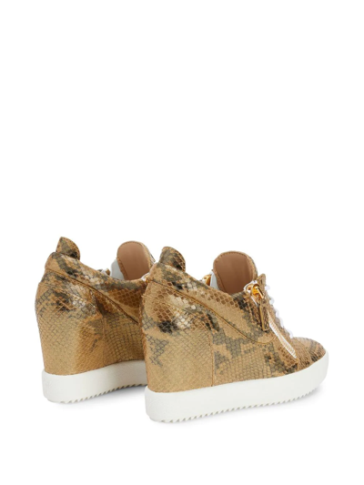 Shop Giuseppe Zanotti Kriss Wedge-heel Sneakers In Brown