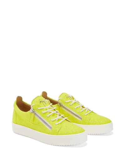 Shop Giuseppe Zanotti Gail Glitter Low-top Sneakers In Yellow