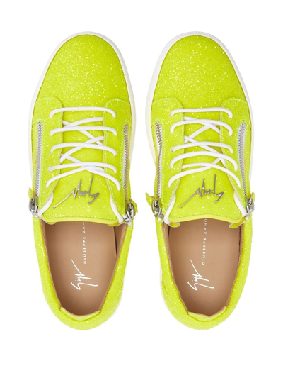 Shop Giuseppe Zanotti Gail Glitter Low-top Sneakers In Yellow