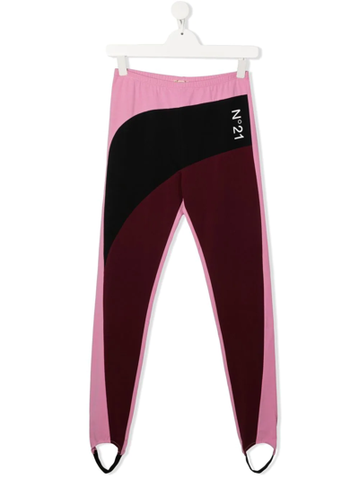 Shop N°21 Teen Panelled Stirrup Leggings In Pink