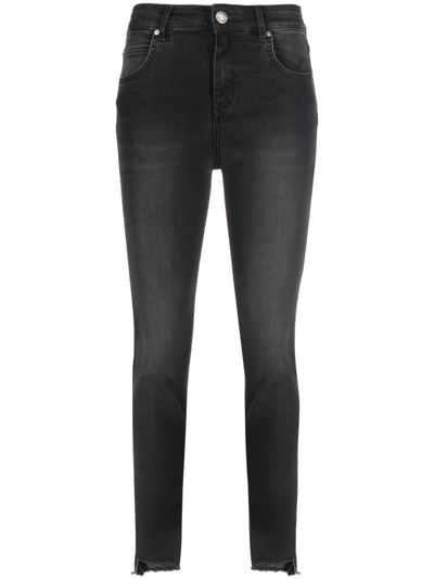Shop Pinko Raw-cut Hem Skinny Jeans In Black