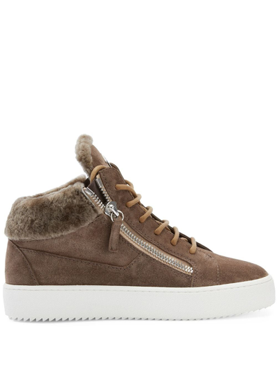 Shop Giuseppe Zanotti Kriss Winter Mid-top Sneakers In Brown