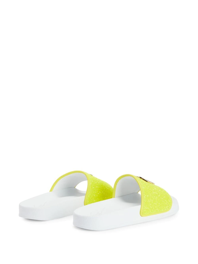 Shop Giuseppe Zanotti Brett Glitter Slides In Yellow