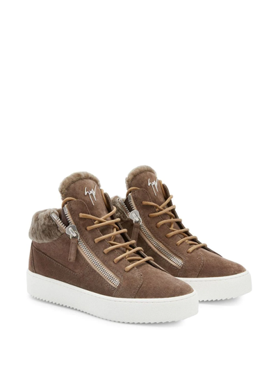 Shop Giuseppe Zanotti Kriss Winter Mid-top Sneakers In Brown