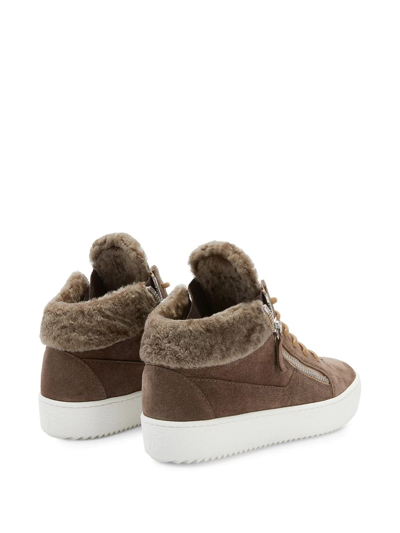 Shop Giuseppe Zanotti Kriss Winter Mid-top Sneakers In Brown