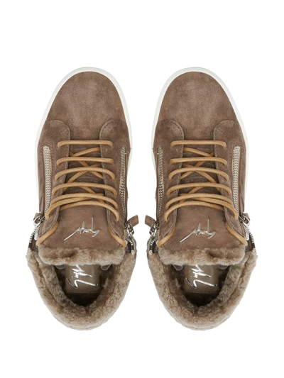 Shop Giuseppe Zanotti Kriss Winter Mid-top Sneakers In Brown