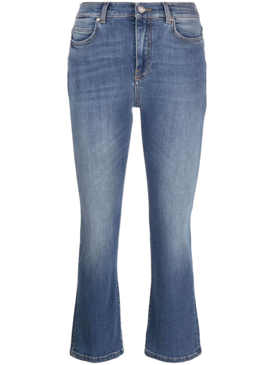 Shop Pinko Cropped Bootcut Jeans In Blue