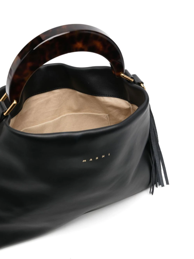 Shop Marni Logo-print Leather Sac Bag In Black