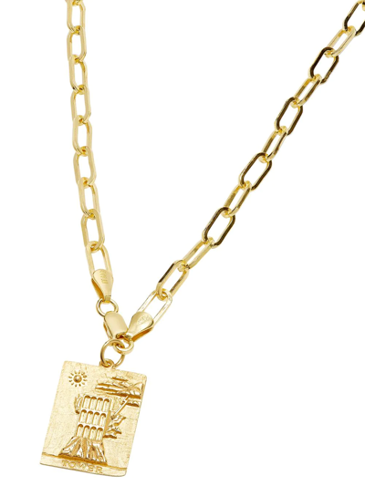 Shop Hermina Athens The Tower Pendant Necklace In Gold