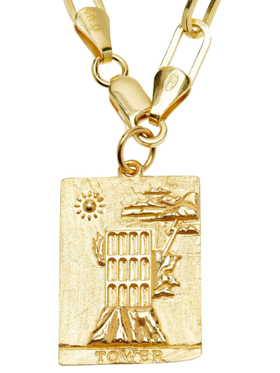 Shop Hermina Athens The Tower Pendant Necklace In Gold