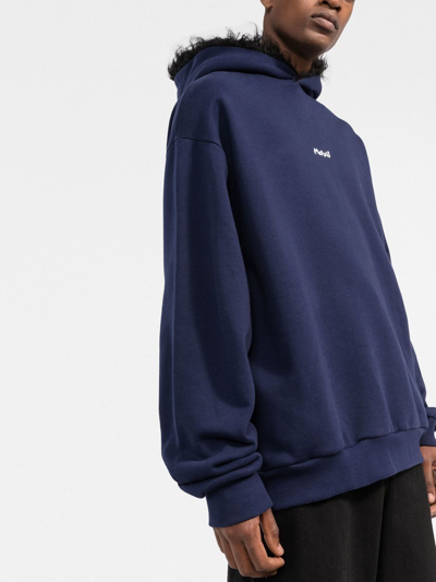 Marni Faux Fur-lined Logo Hoodie In Blue | ModeSens